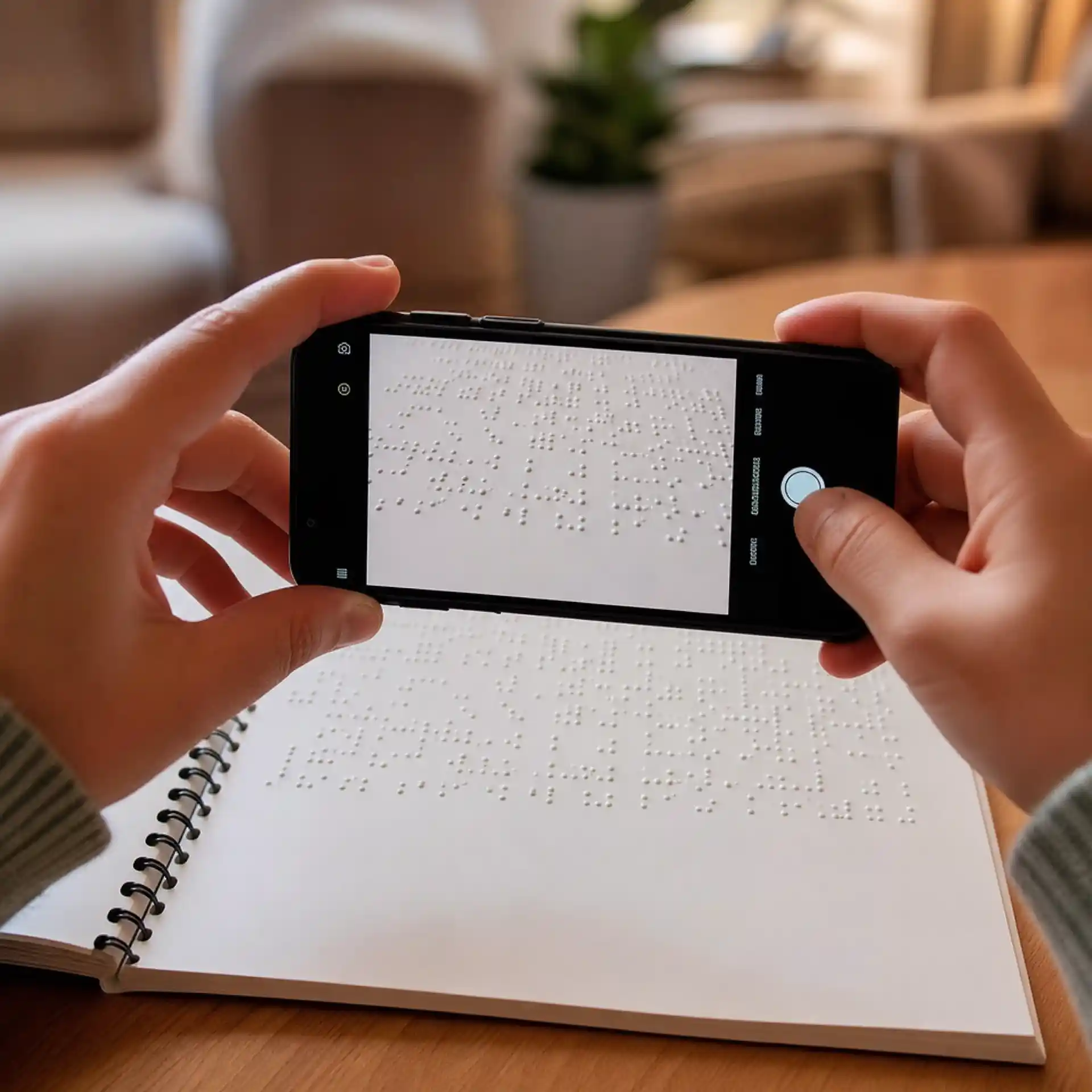 Braille translator from image use case 4: Assisting Visually Impaired Individuals and Families; clear braille dots become readable text for accessible translation.