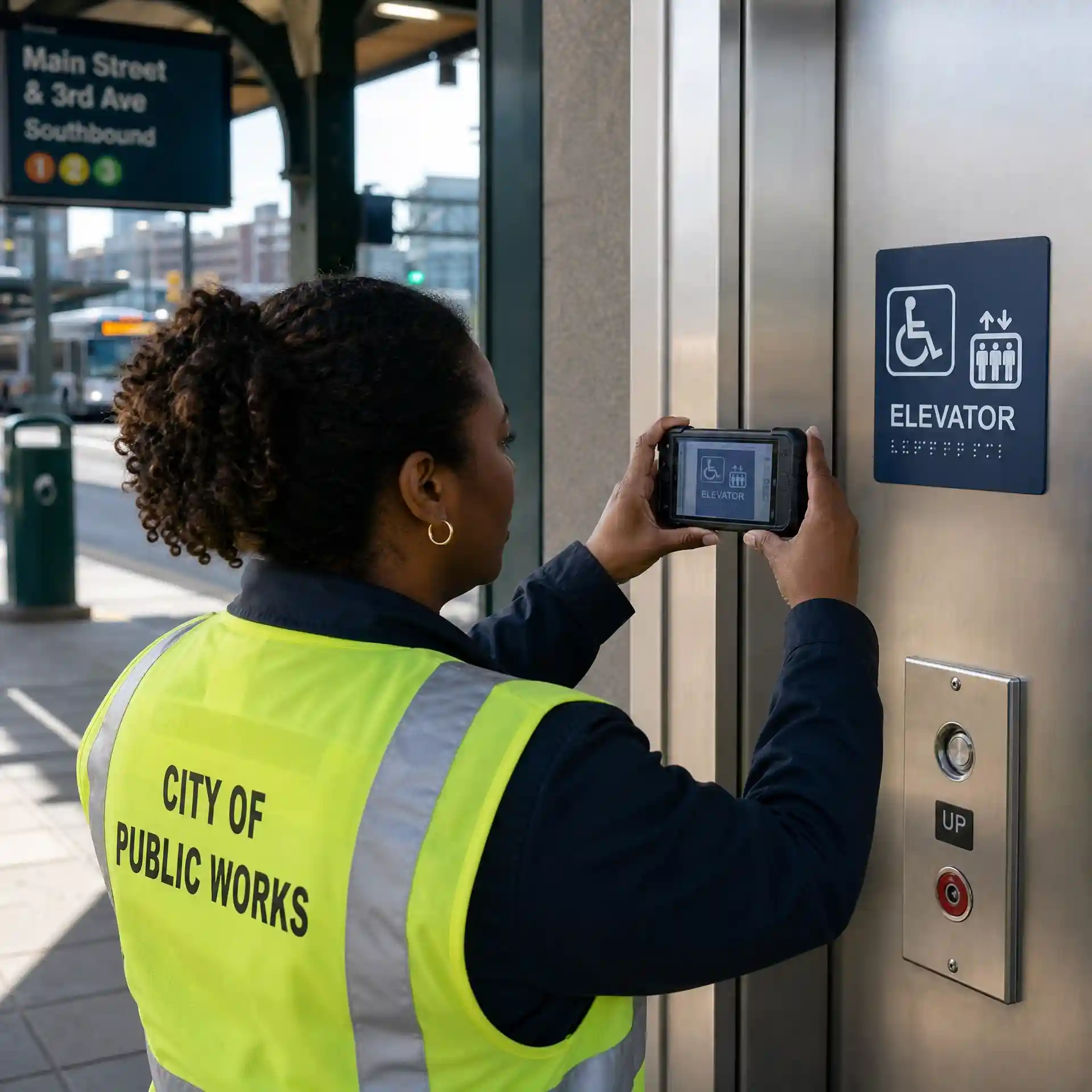 Braille translator from image use case 9: Public Signage Verification and Testing; clear braille dots become readable text for accessible translation.