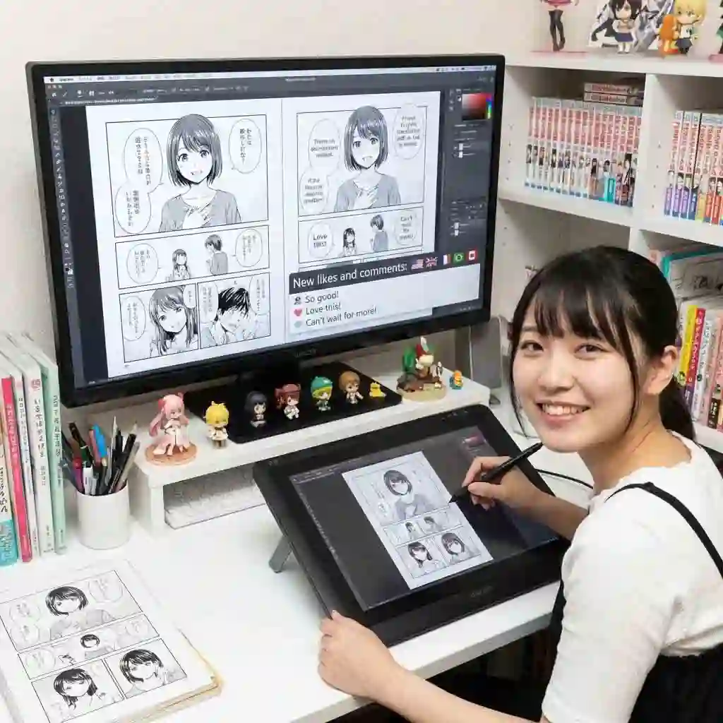 Layanan terjemahan doujin profesional untuk kreator, menyampaikan karya secara akurat ke penggemar internasional.