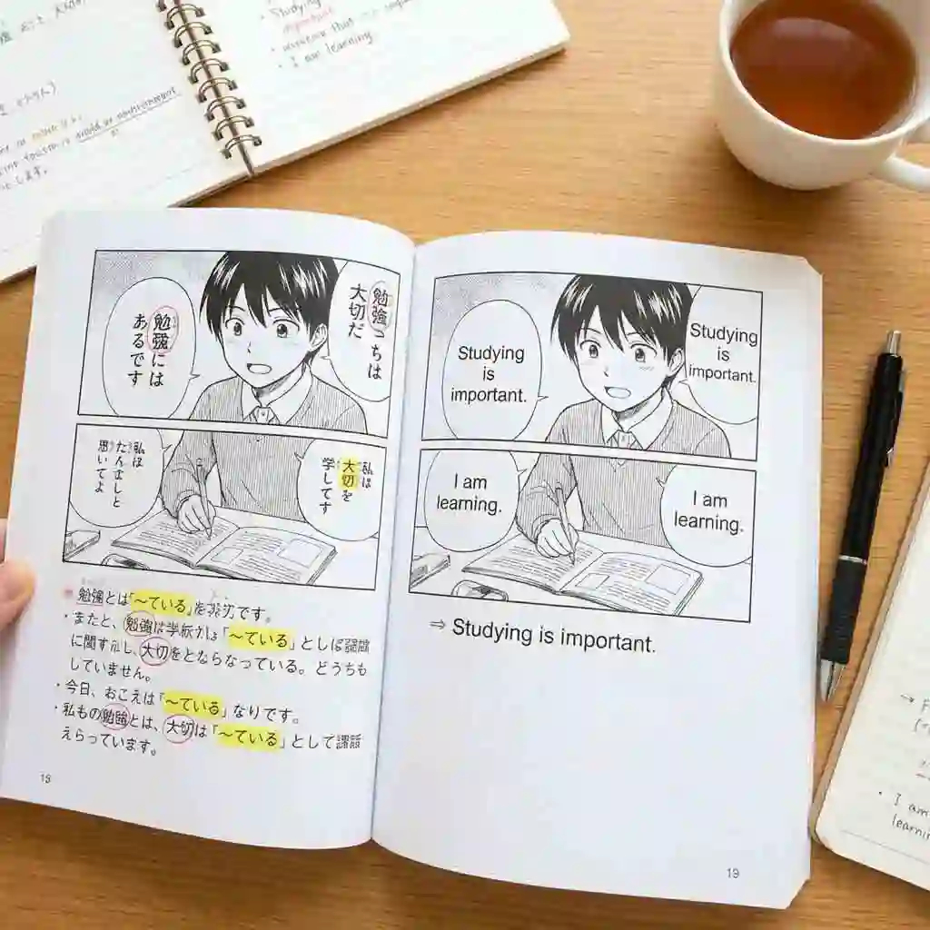 Tingkatkan belajar bahasa dengan membandingkan teks asli dan terjemahan doujin profesional untuk pemahaman lebih baik.