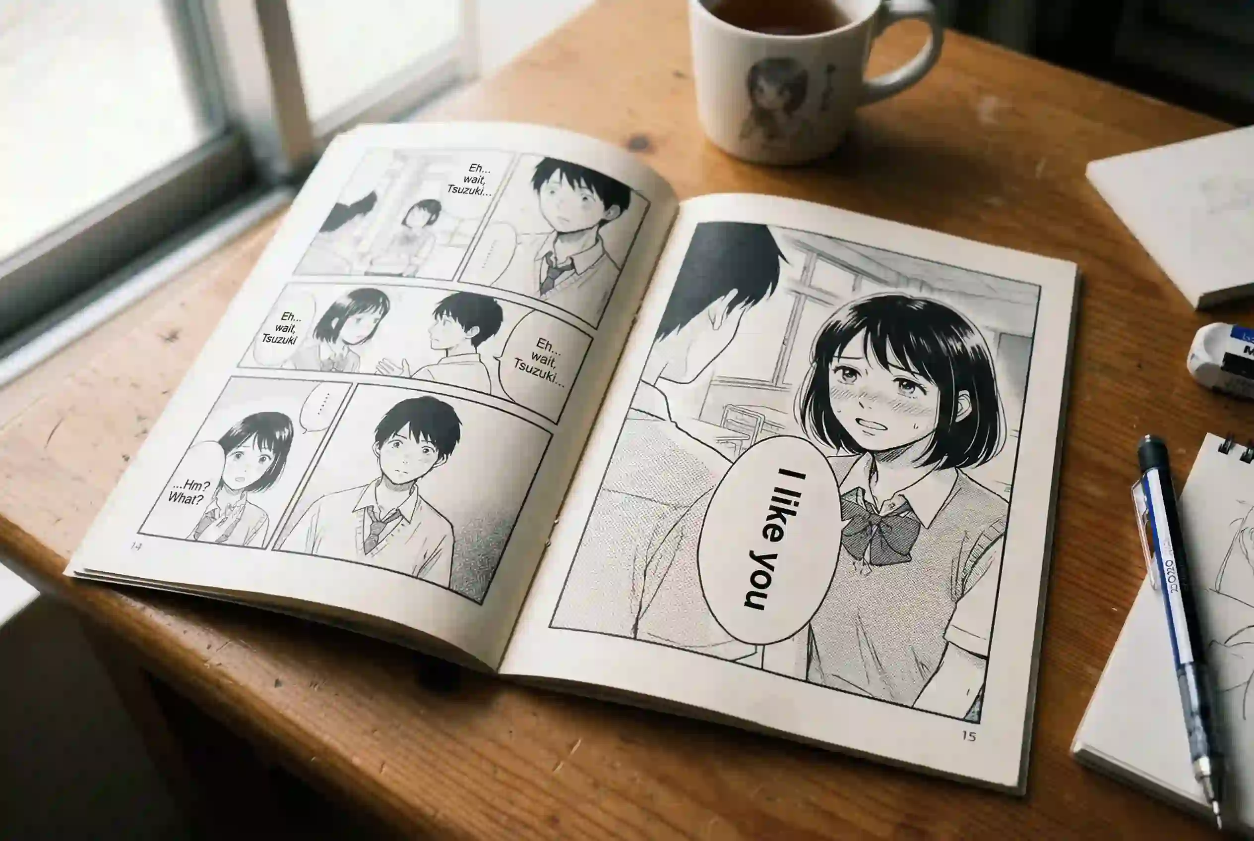 Sebelum dan sesudah terjemahan doujin dengan penerjemah gambar AI kami yang cepat dan akurat.