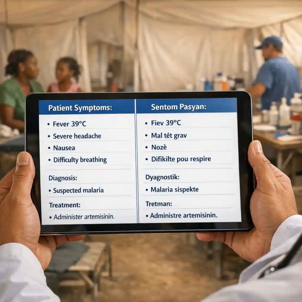 Bei medizinischen Einsätzen rettet diese Haitianisch-Kreolisch Übersetzer App Leben. Sie überbrückt Kommunikationslücken, sodass Ärzte Symptome verstehen und Patienten ohne Sprachbarrieren sofort versorgen können.