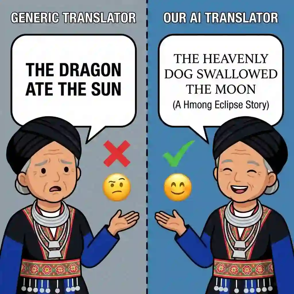 Accurately translate the White learner dialect with our specialized hmong translation engine, preserving cultural nuances in family history, folklore, and community documents for authentic communication.