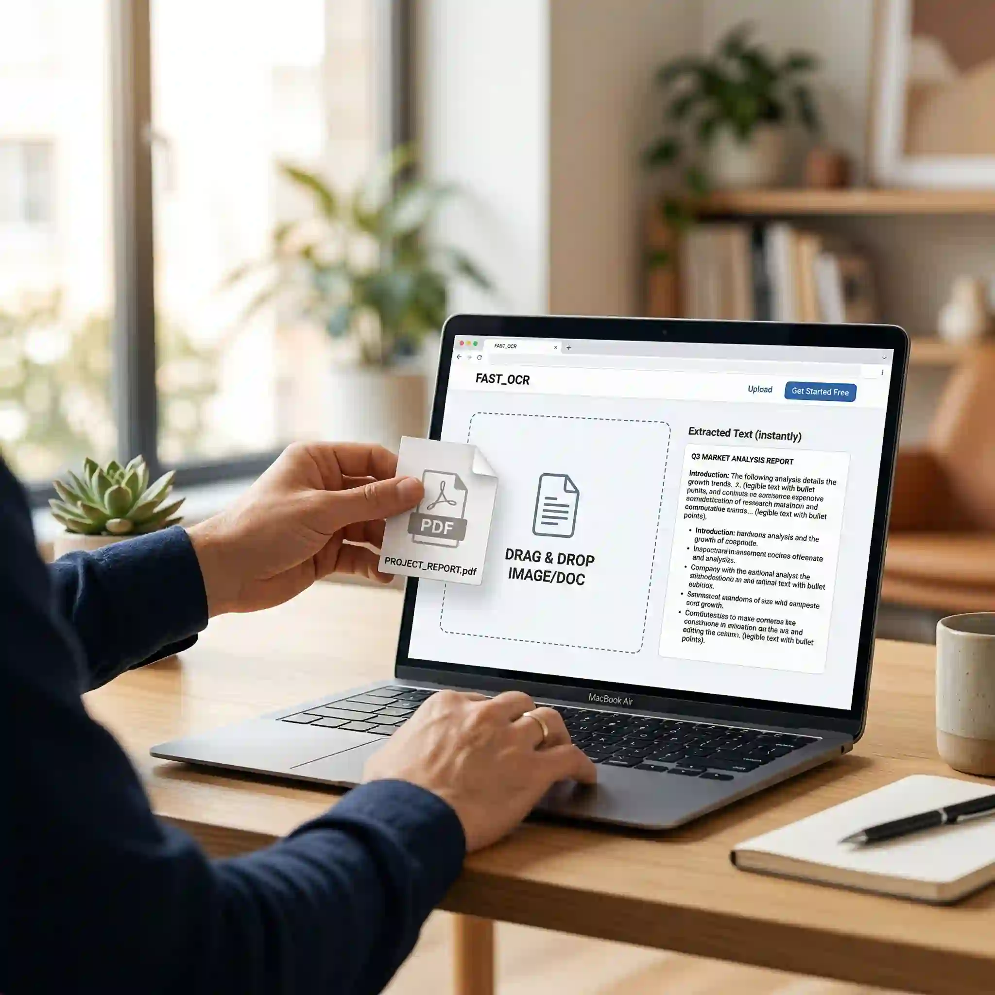 Anteprima dello strumento per convertire immagine in testo che mostra il testo di un documento estratto in formato digitale modificabile.