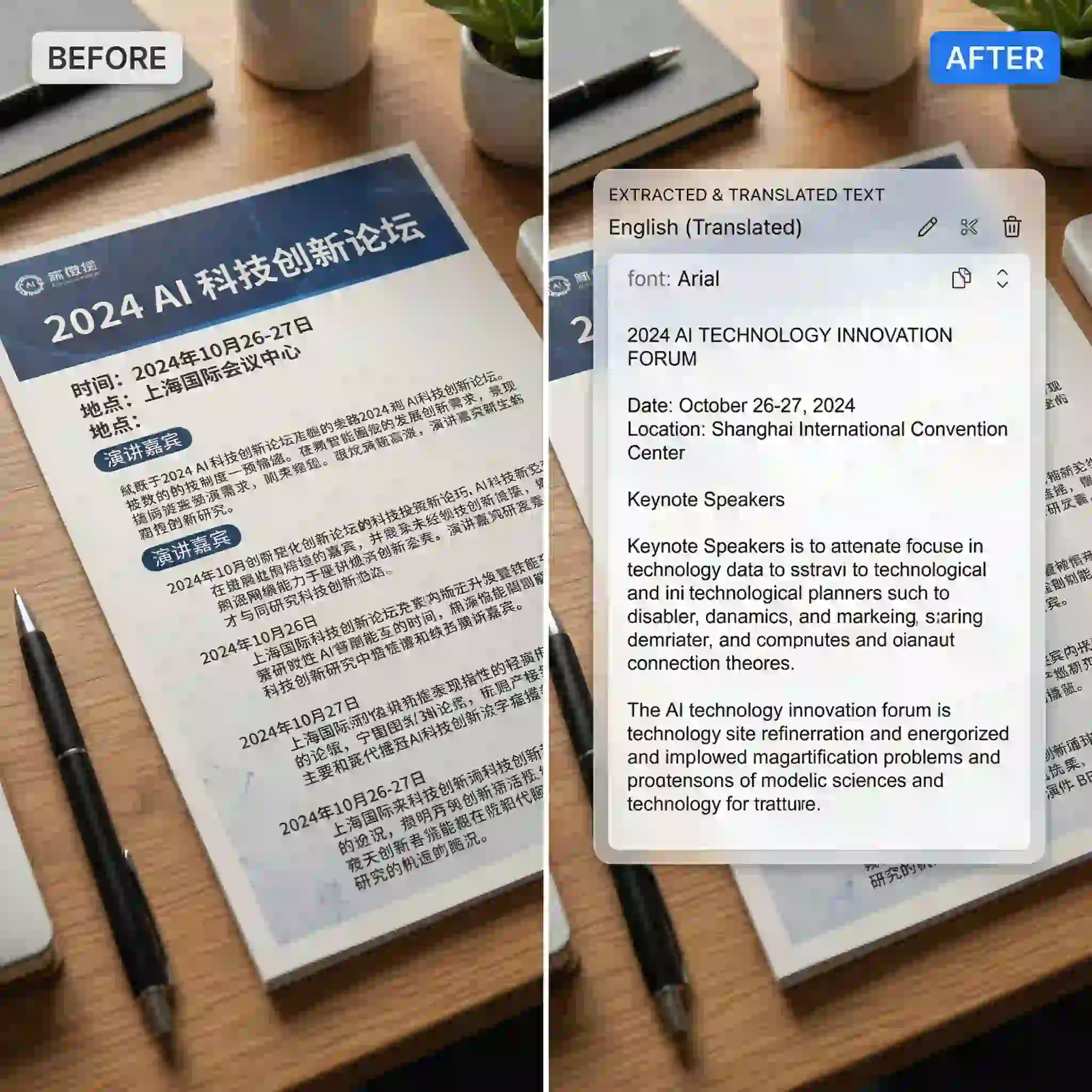 Übersetzungs-Workflow mit Bild in Text umwandeln, der fremdsprachigen Plakattext vor der Lokalisierung extrahiert.