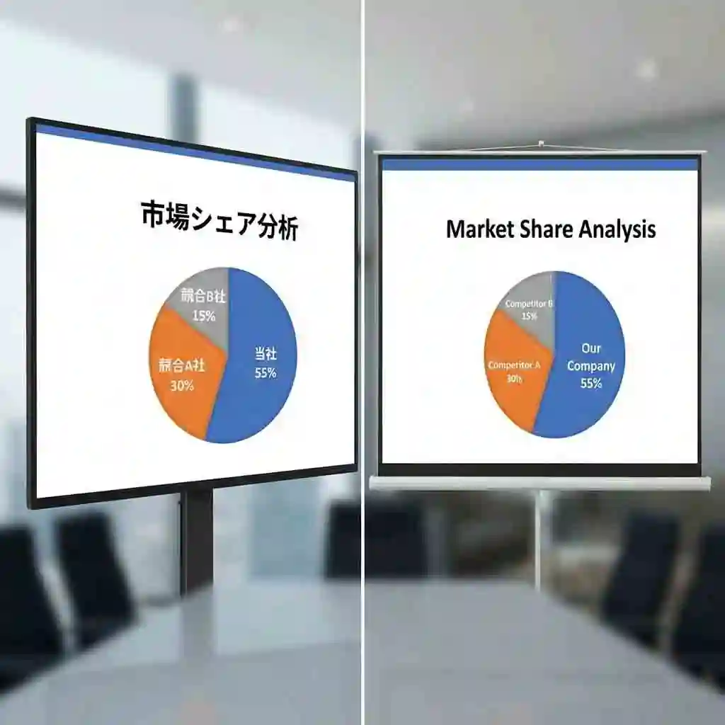 Professionals can fast japanese translate picture slides and charts for business meetings, ensuring clear communication and effective decision-making with international clients.