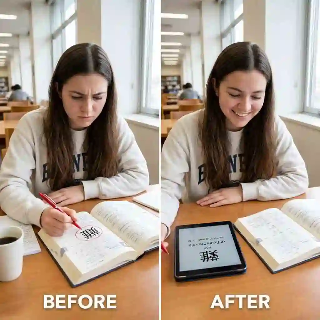 Studenten verbessern Vokabeln und Verständnis mit dem Übersetzer und realen Beispielen.