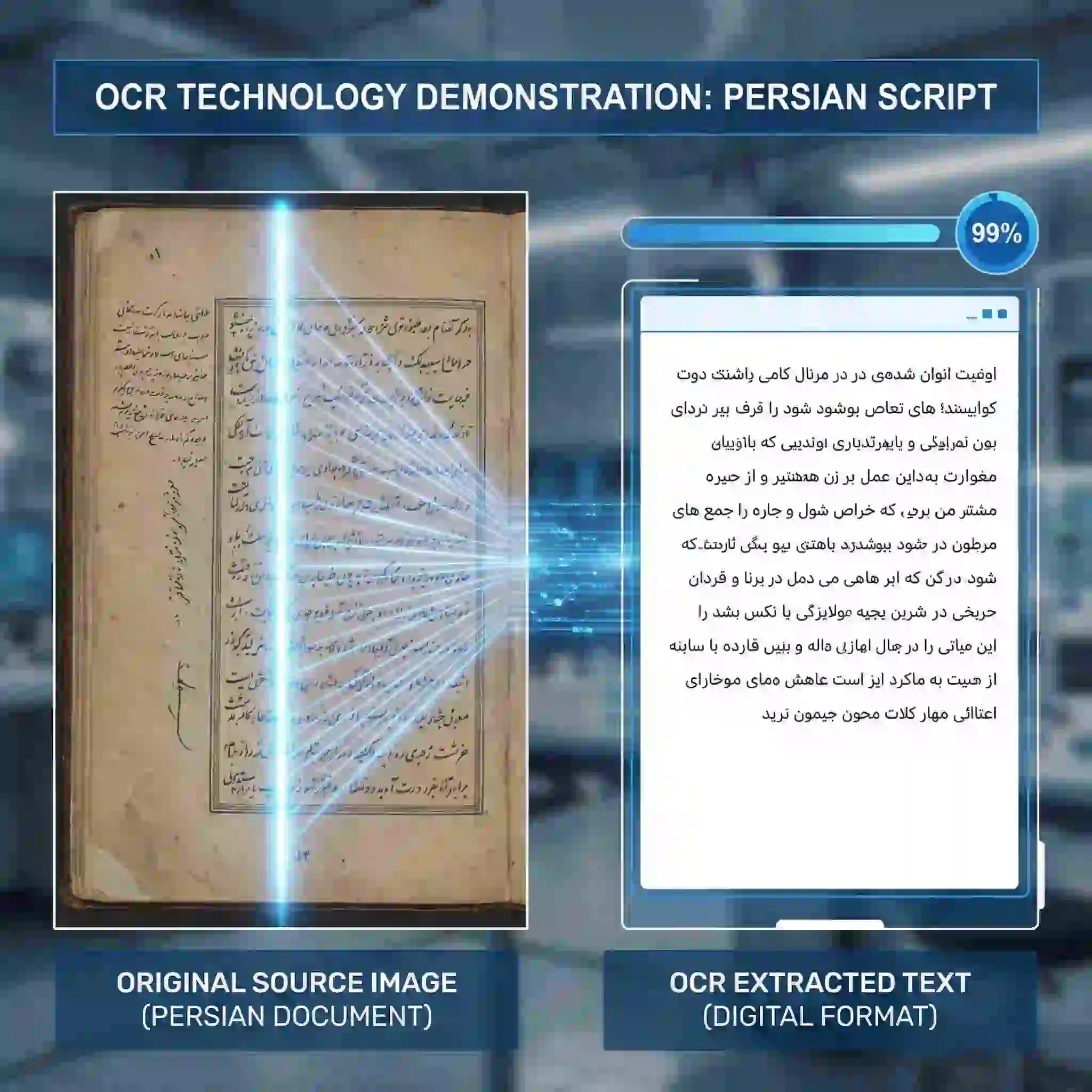 Nutzen Sie unsere Persisch Übersetzer App für hochpräzise OCR-Ergebnisse: Handschriften und komplexe Schriftarten werden erkannt und präzise ins Deutsche übersetzt.