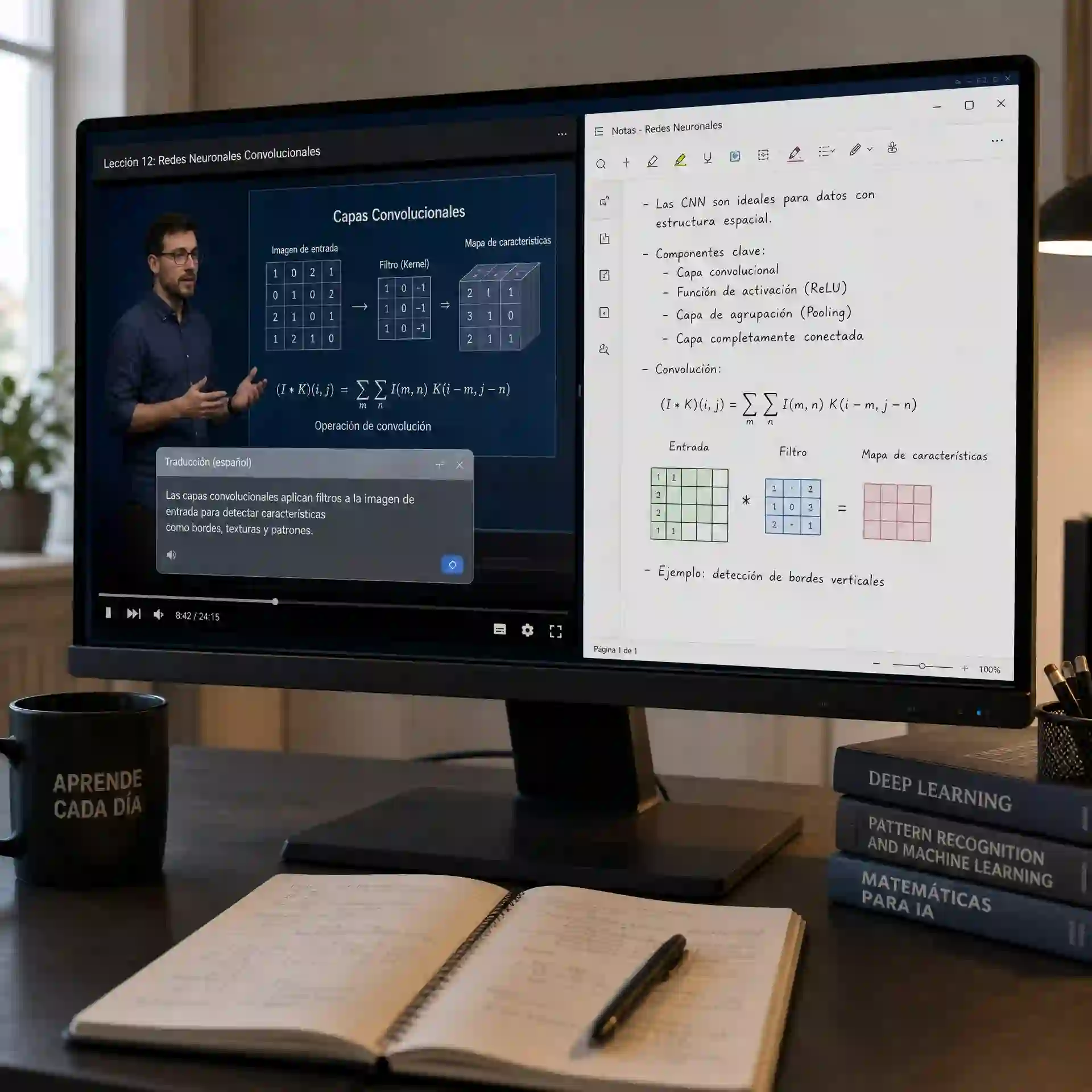screen translator use case displaying translated educational slides and course materials for more accessible online learning